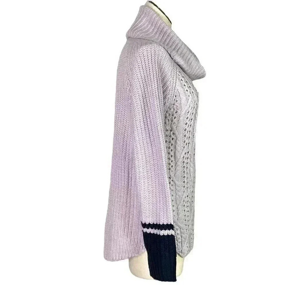 Modcloth Womens S Open Cable Chunky Knit Cowl Sweater Purple Blue Acrylic LS - Picture 3 of 7